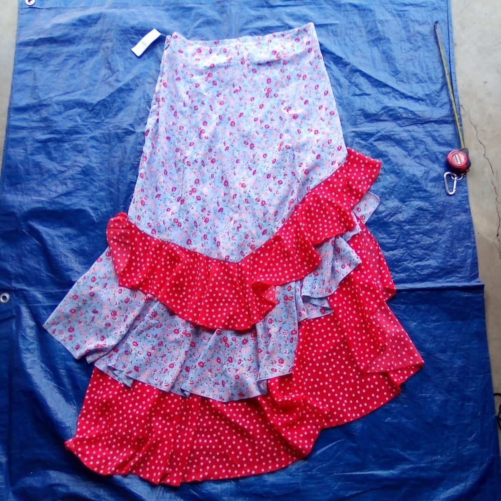 New York & Company Red and Blue Floral Maxi Skirt